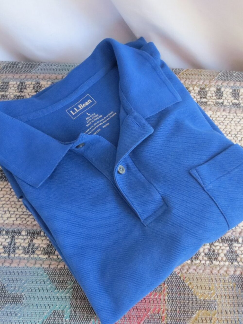 LL Bean Polo Shirt True Blue Comfy Casual 100% Cotton Preppy Golf Men's Size L